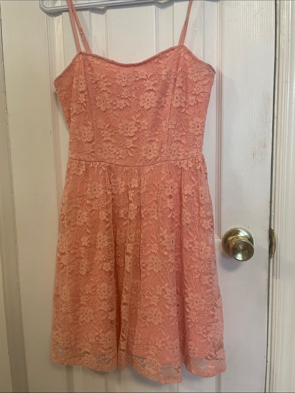 Garage Blush Pink Floral Lace Fit & Flare Dress Size M